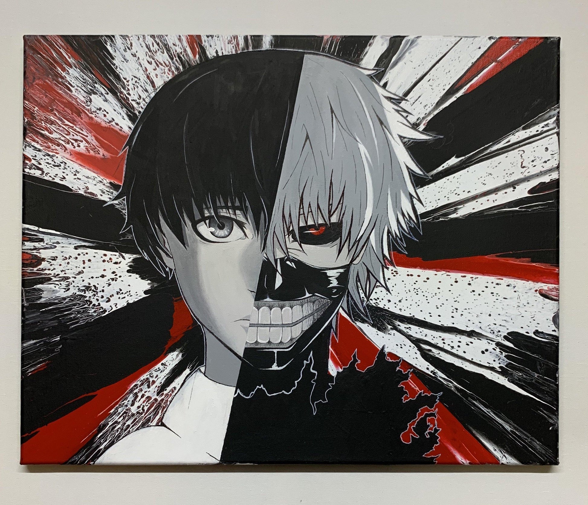 Kaneki Tokyo Ghoul Painting (original) - Senpai Customs